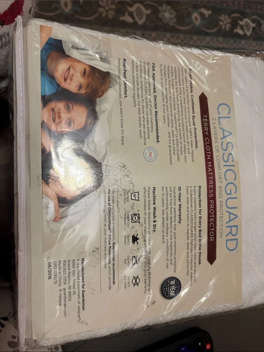 Classic ClassicGuard Terry Cloth Mattress Protector - Navy Blue and White
